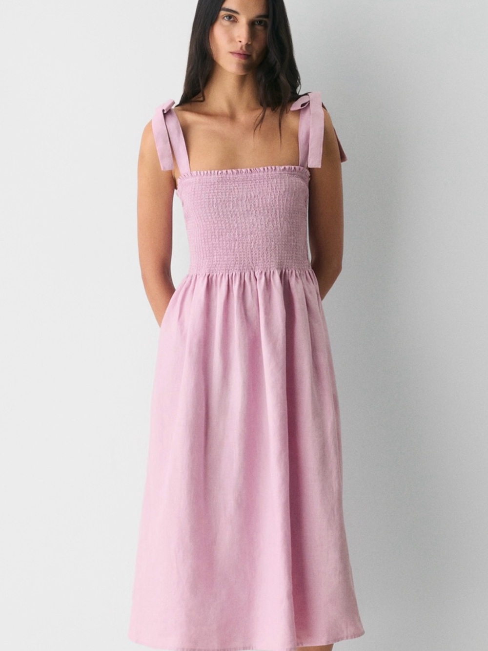 Aritzia Golden Hour Gingham Midi Dress with Tie Straps - Picture 7 of 9